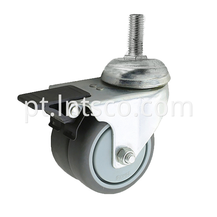 Threaded Stem Dual-wheel Brake Casters with TPR Wheels